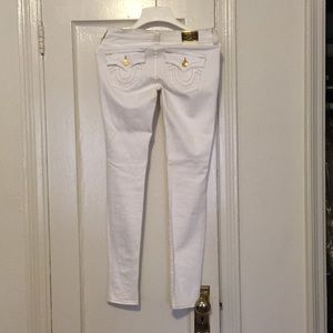 True Religion low/mid-rise white skinny jeans